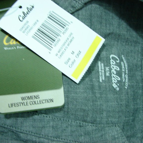 Gray Chambray Cabela's Dress Long Sleeve  Med NWT new light weight outdoor ready - Picture 14 of 16